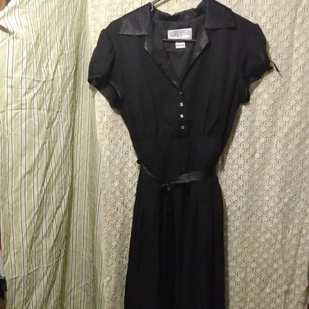 JESSICA HOWARD VINTAGE MINI SIZE 8P FANCY SEXY BLACK PARTY DRESS SPLIT SLEEVES